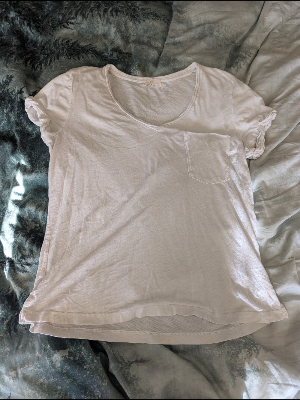 Anthropology Cream Short-Sleeve Pocket Tee